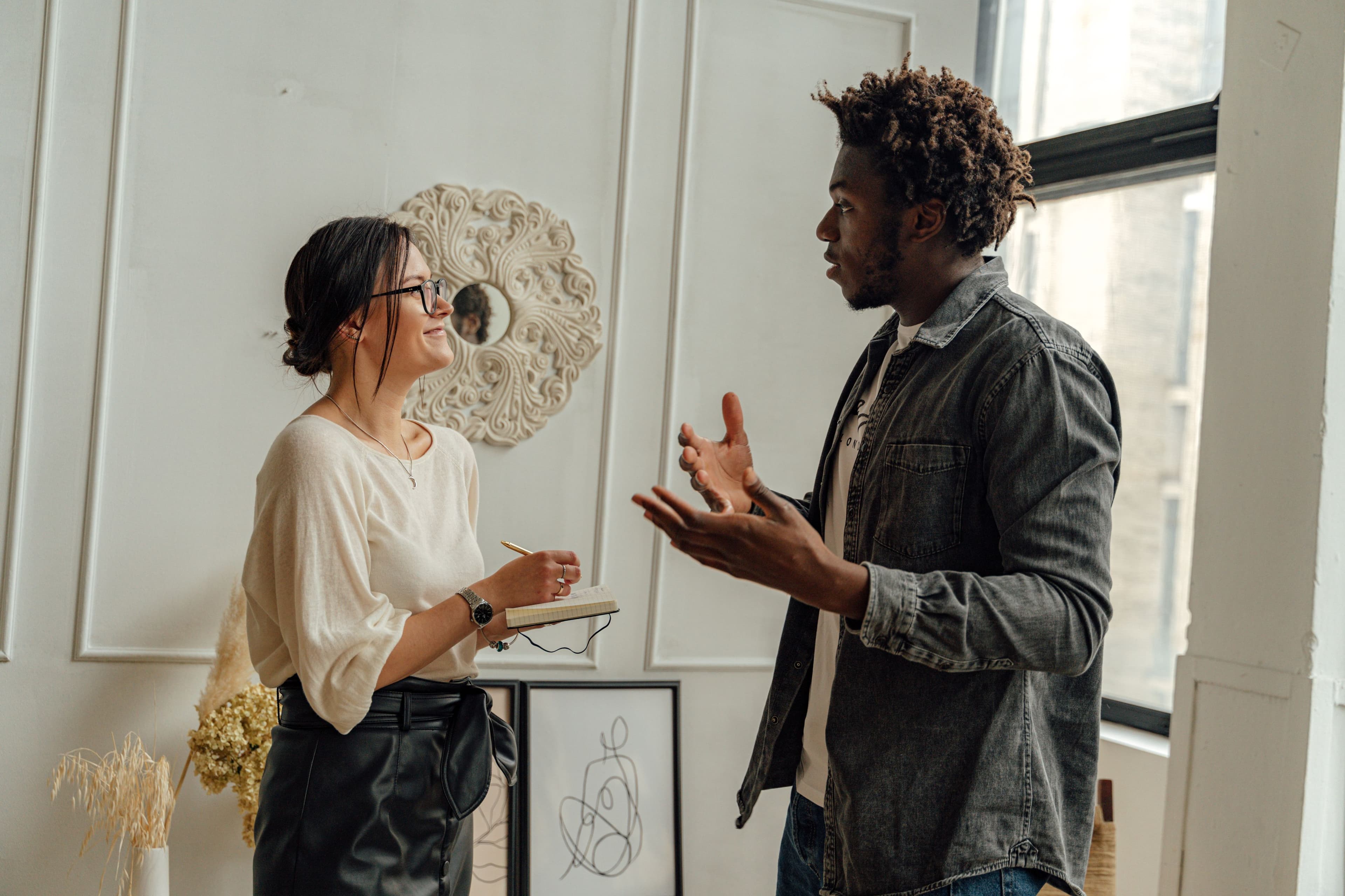 Two people in a calm, honest conversation