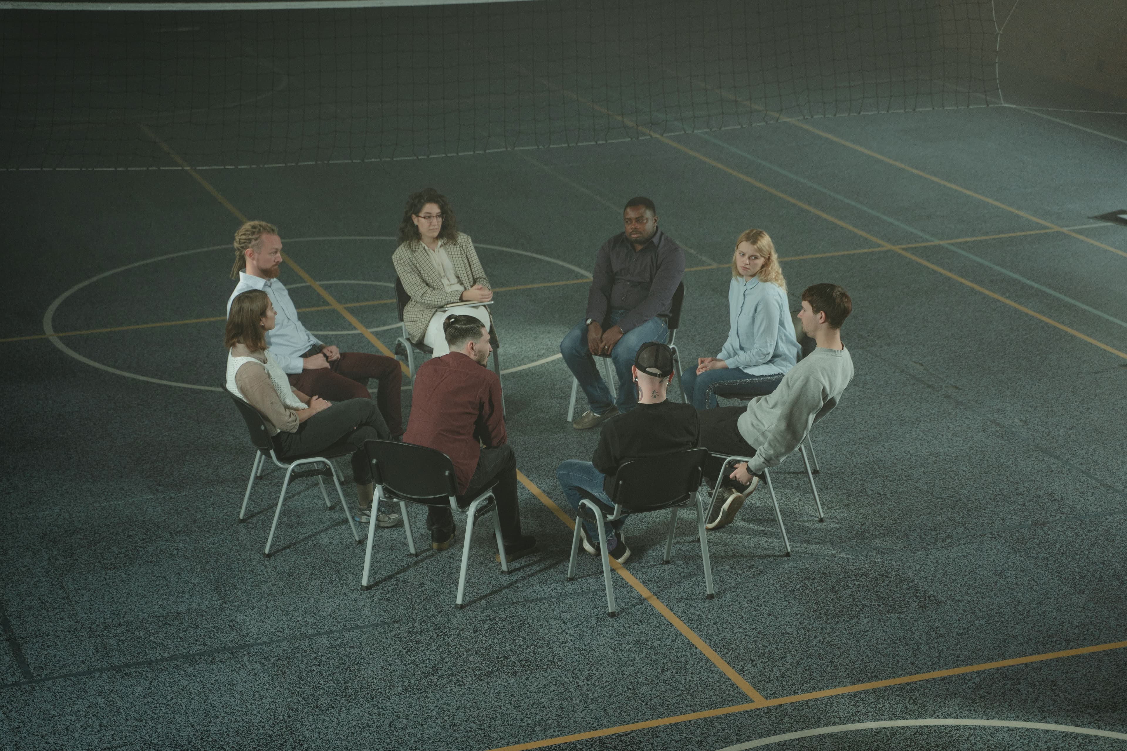 A small group in reflective conversation